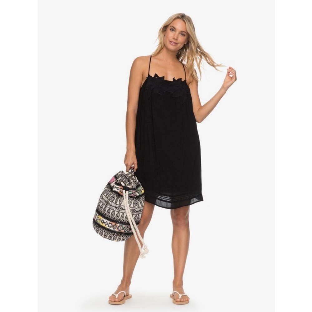 Roxy Where Do We Belong Strappy Dress ANTHRACITE NWOT
